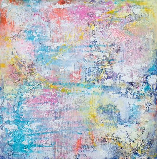 Just Around The Corner - This art is by Kimberli Werner, abstract expressionist artist, based in the UK.