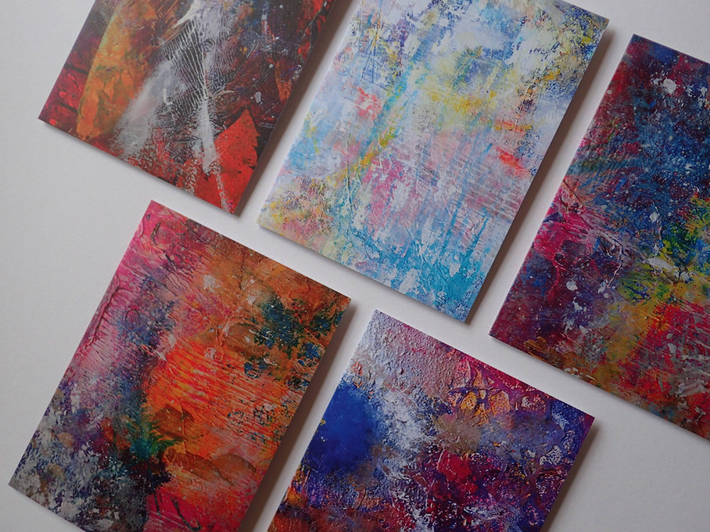 Joy - pack of 5 greetings cards - These greetings cards were printed from original art by Kimberli Werner, abstract expressionist artist, based in the UK.