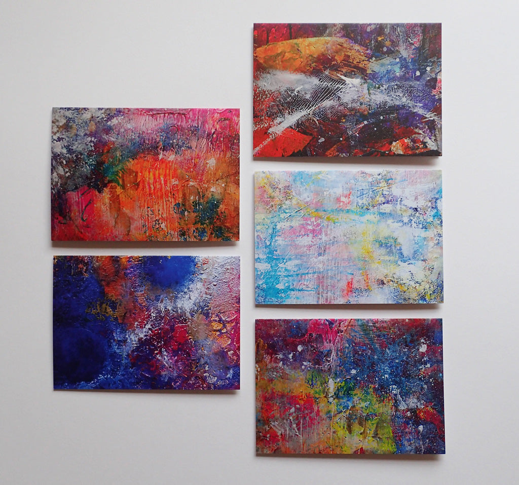 Joy - pack of 5 greetings cards - These greetings cards were printed from original art by Kimberli Werner, abstract expressionist artist, based in the UK.