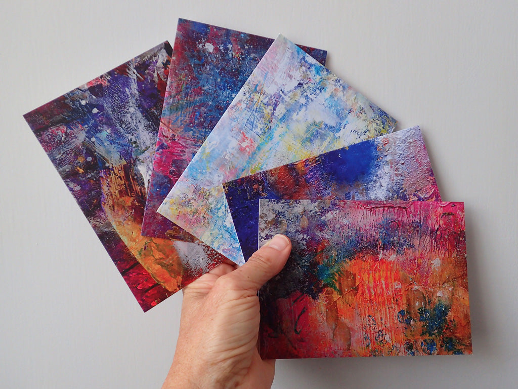 Joy - pack of 5 greetings cards - These greetings cards were printed from original art by Kimberli Werner, abstract expressionist artist, based in the UK.